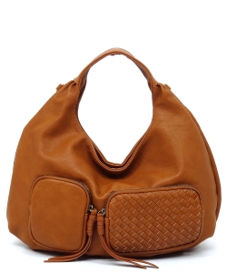 Fashion Woven Pocket Hobo Shoulder Bag CH017 BROWN